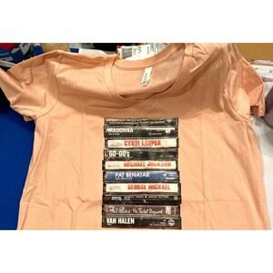 80’s Rock Cassette Shirt For Music Lovers Heather Peach Multiple Sizes